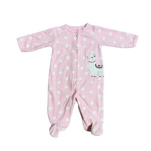 Carter's Baby Girl Pink Llama Fleece Footie Pajamas Size Newborn